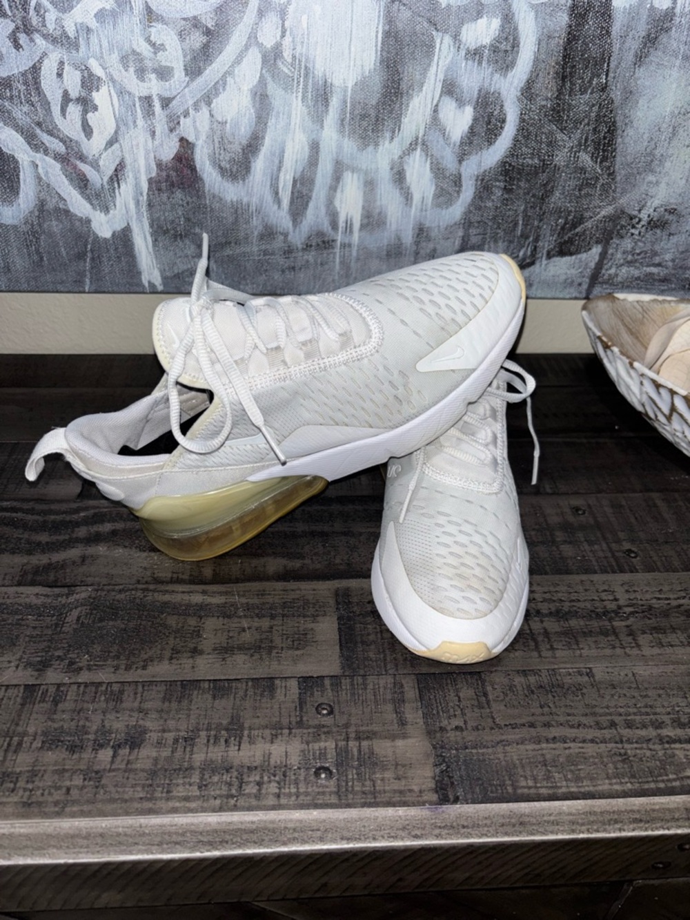 Nike Air Max 270 Triple White Metallic Silver Size 6Y - Picture 2 of 14